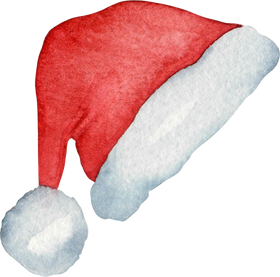 Watercolor red hat christmas